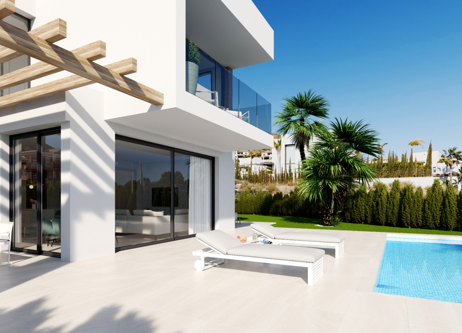 Nieuwbouw villa met fraai zeezicht te koop in Finestrat