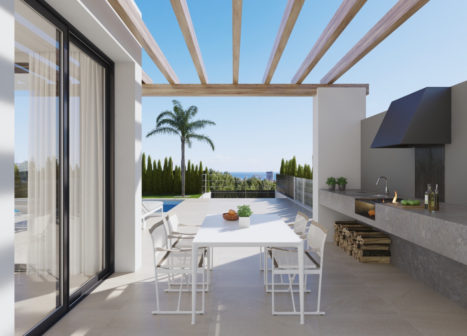 Nieuwbouw villa met fraai zeezicht te koop in Finestrat